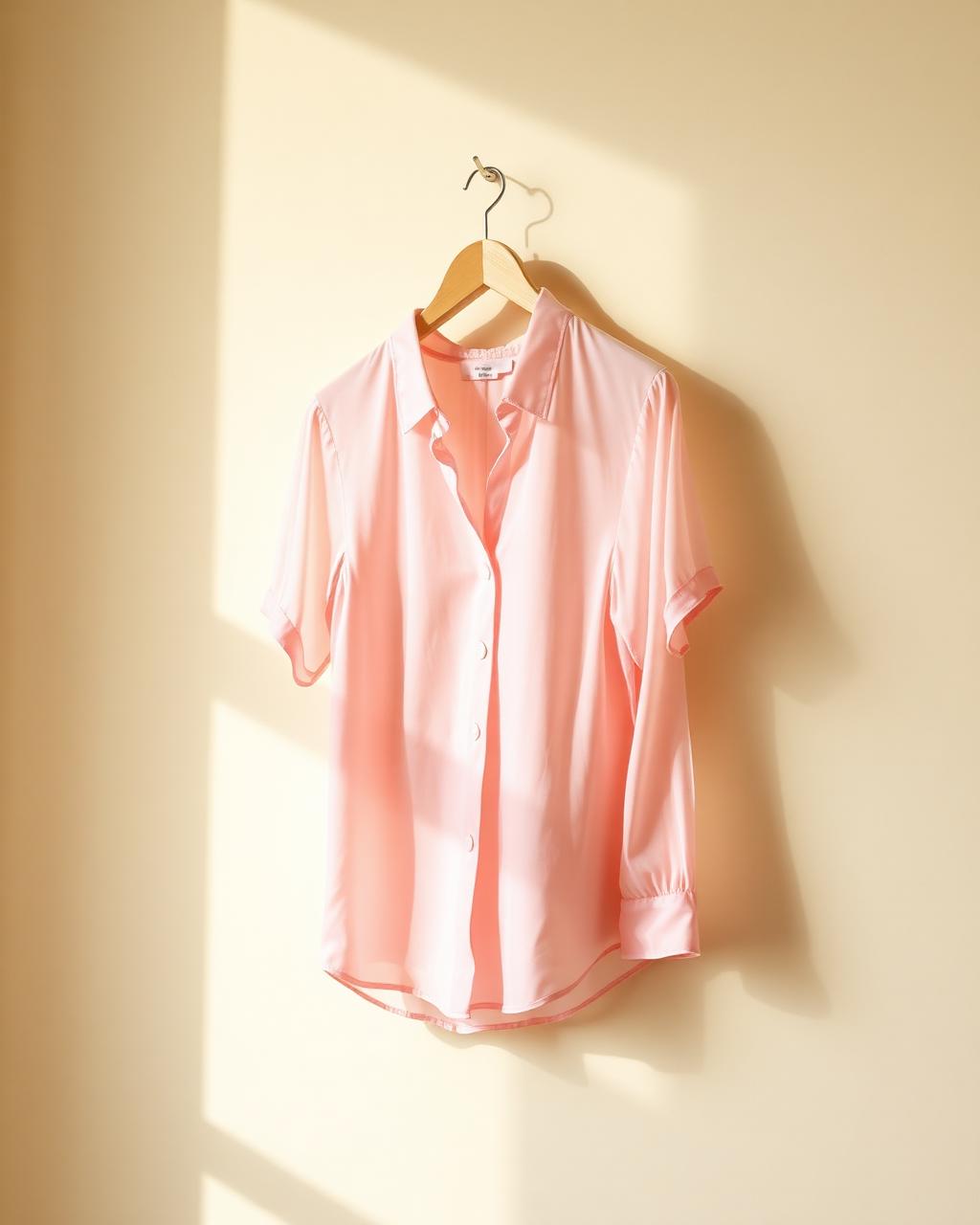pastel pink silk blouse